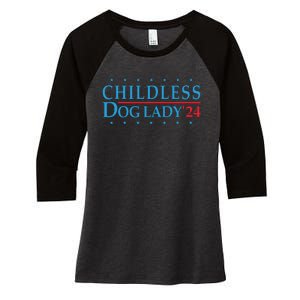 Childless Dog Lady Election Vote 2024 Patriotic Women's Tri-Blend 3/4-Sleeve Raglan Shirt