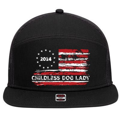 Childless Dog Lady Us Flag Vintage 2024 7 Panel Mesh Trucker Snapback Hat