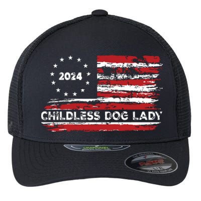 Childless Dog Lady Us Flag Vintage 2024 Flexfit Unipanel Trucker Cap