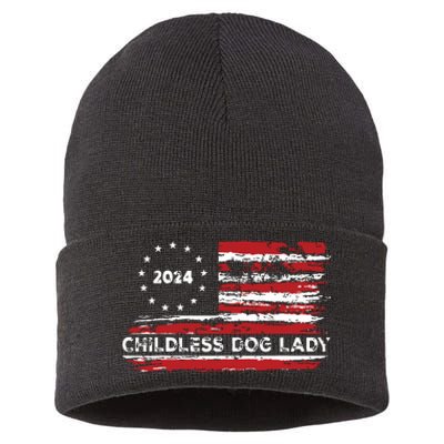 Childless Dog Lady Us Flag Vintage 2024 Sustainable Knit Beanie