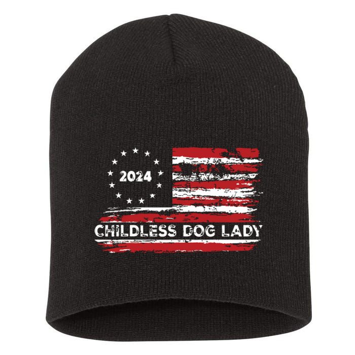 Childless Dog Lady Us Flag Vintage 2024 Short Acrylic Beanie