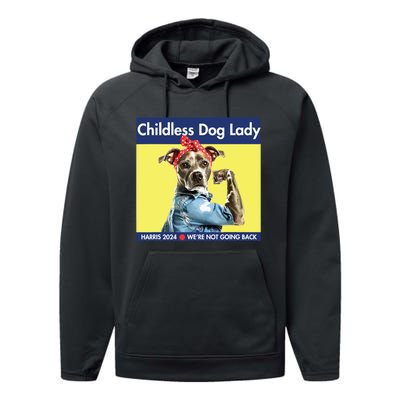 Childless Dog Lady Is Voting Kamala Election Usa 2024 Performance Fleece Hoodie