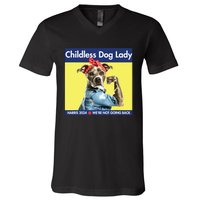 Childless Dog Lady Is Voting Kamala Election Usa 2024 V-Neck T-Shirt