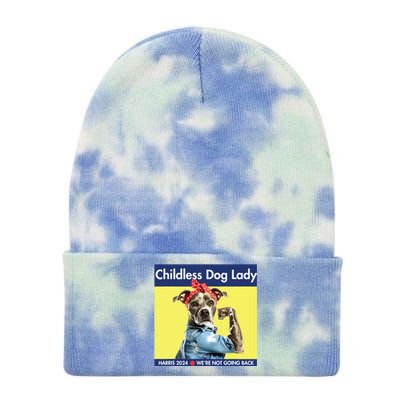 Childless Dog Lady Is Voting Kamala Election Usa 2024 Tie Dye 12in Knit Beanie