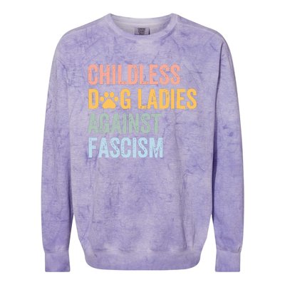 Childless Dog Lady Against Fascism Colorblast Crewneck Sweatshirt