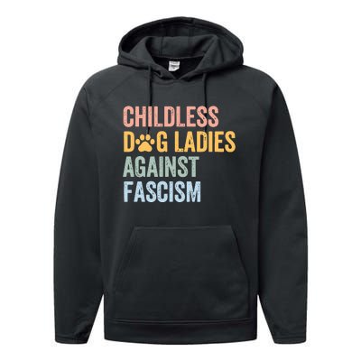 Childless Dog Lady Against Fascism Performance Fleece Hoodie