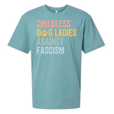 Childless Dog Lady Against Fascism Sueded Cloud Jersey T-Shirt