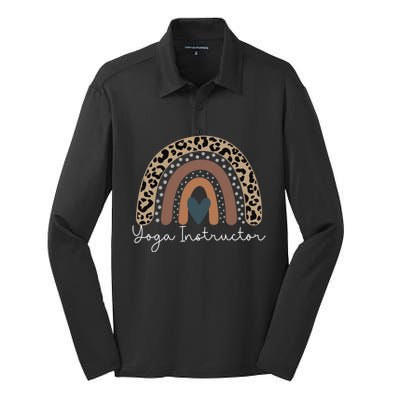 Cute Design Leopard Boho Rainbow For Yoga Instructor Squad Gift Silk Touch Performance Long Sleeve Polo