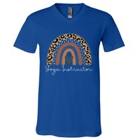 Cute Design Leopard Boho Rainbow For Yoga Instructor Squad Gift V-Neck T-Shirt