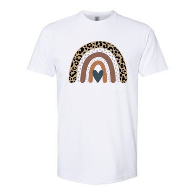 Cute Design Leopard Boho Rainbow For Yoga Instructor Squad Gift Softstyle CVC T-Shirt