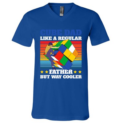 Cube Dad Like A Regular Dad But Way Cooler For Father's Day Gift V-Neck T-Shirt