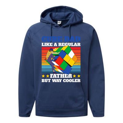 Cube Dad Like A Regular Dad But Way Cooler For Father's Day Gift Performance Fleece Hoodie