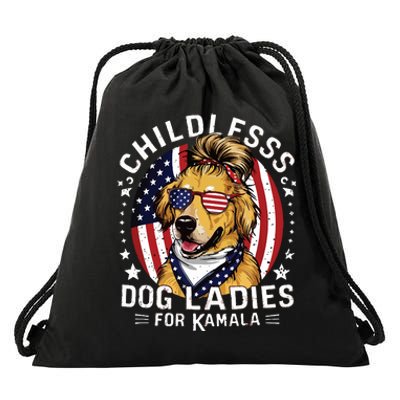 Childless Dog Lady Golden Retriever Drawstring Bag