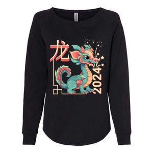 Chinese Dragon Lunar New Year 2024 Green Cute Anime Zodiac Womens California Wash Sweatshirt