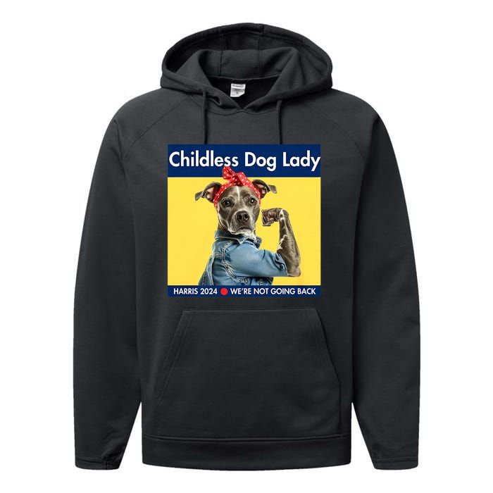 Childless Dog Lady Is Voting Kamala Election Usa 2024 Performance Fleece Hoodie