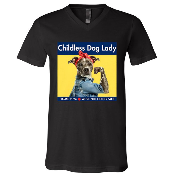 Childless Dog Lady Is Voting Kamala Election Usa 2024 V-Neck T-Shirt