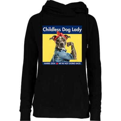 Childless Dog Lady Is Voting Kamala Election Usa 2024 Womens Funnel Neck Pullover Hood