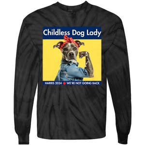 Childless Dog Lady Is Voting Kamala Election Usa 2024 Tie-Dye Long Sleeve Shirt