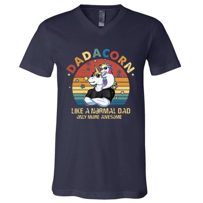 Cute Dadacorn Like A Normal Dad Only More Awesome Daddy V-Neck T-Shirt