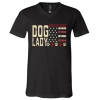 Childless Dog Lady Vote 2024 Us Flag Democratic President V-Neck T-Shirt