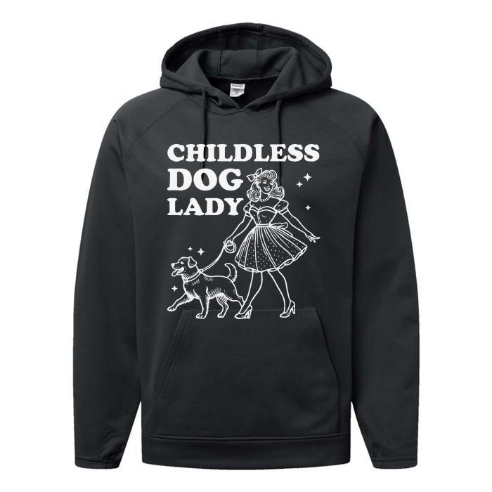 Childless Dog Lady Funny Pet Cat Vote 2024 Ladies Is Voting Gift Performance Fleece Hoodie