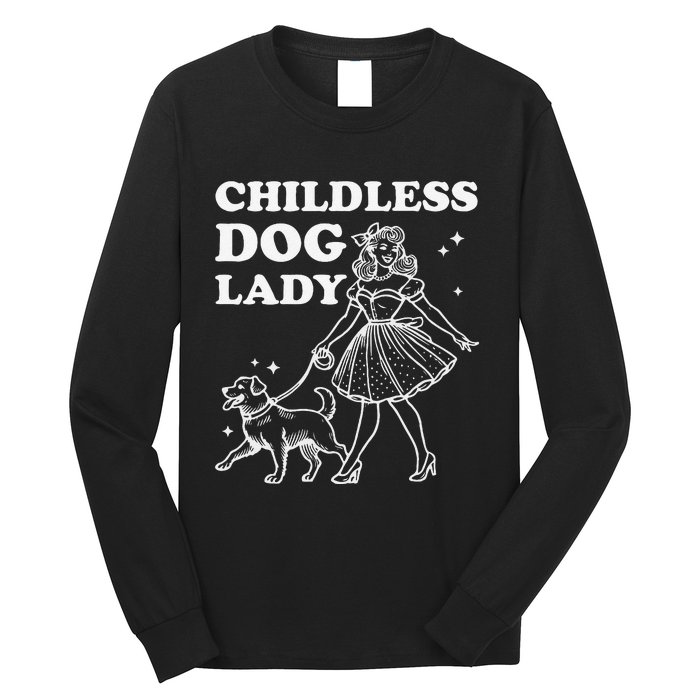 Childless Dog Lady Funny Pet Cat Vote 2024 Ladies Is Voting Gift Long Sleeve Shirt