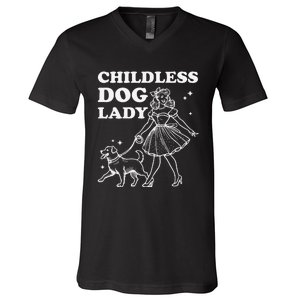 Childless Dog Lady Funny Pet Cat Vote 2024 Ladies Is Voting Gift V-Neck T-Shirt