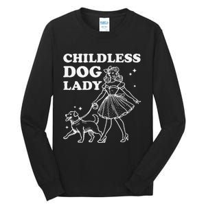 Childless Dog Lady Funny Pet Cat Vote 2024 Ladies Is Voting Gift Tall Long Sleeve T-Shirt