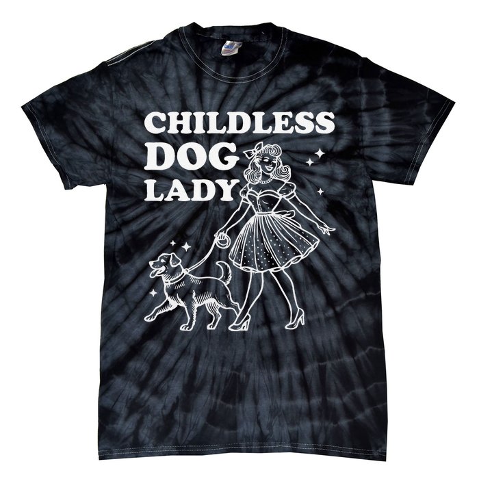 Childless Dog Lady Funny Pet Cat Vote 2024 Ladies Is Voting Gift Tie-Dye T-Shirt