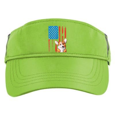 Corgi Dog Lover Patriotic 4th Of July Adult Drive Performance Visor