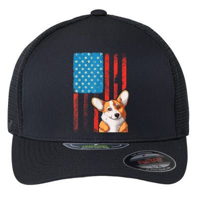 Corgi Dog Lover Patriotic 4th Of July Flexfit Unipanel Trucker Cap