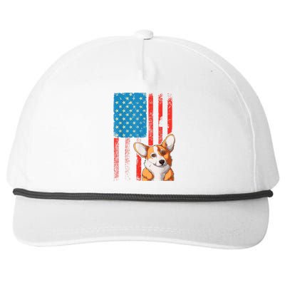 Corgi Dog Lover Patriotic 4th Of July Snapback Five-Panel Rope Hat