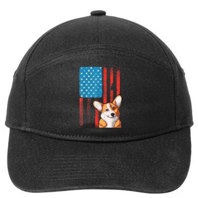 Corgi Dog Lover Patriotic 4th Of July 7-Panel Snapback Hat