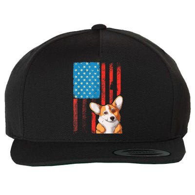 Corgi Dog Lover Patriotic 4th Of July Wool Snapback Cap