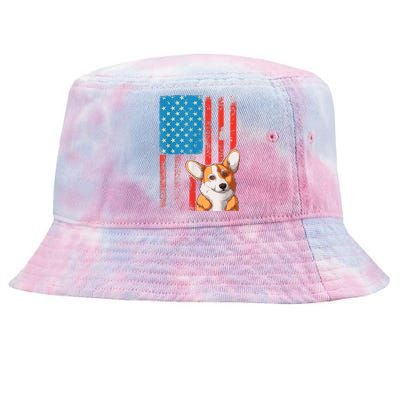 Corgi Dog Lover Patriotic 4th Of July Tie-Dyed Bucket Hat