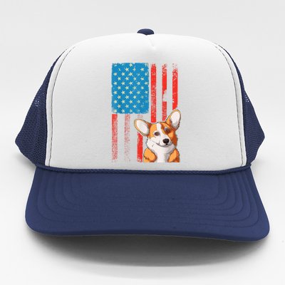 Corgi Dog Lover Patriotic 4th Of July Trucker Hat