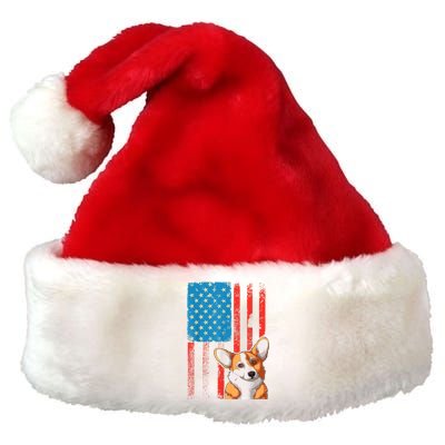 Corgi Dog Lover Patriotic 4th Of July Premium Christmas Santa Hat