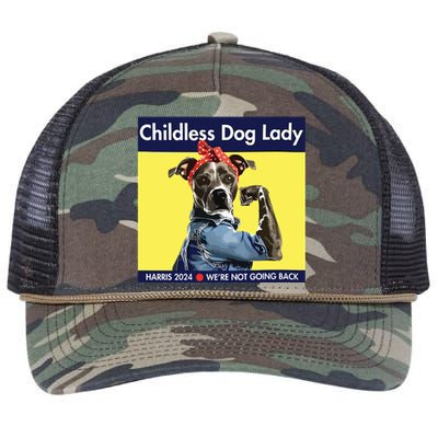 Childless Dog Lady Is Voting Kamala Election Usa 2024 Retro Rope Trucker Hat Cap