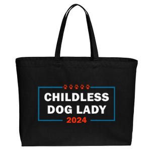 Childless Dog Lady Is Voting Kamala Election Usa 2024 Cotton Canvas Jumbo Tote