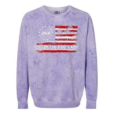 Childless Dog Lady Us Flag Vintage 2024 Colorblast Crewneck Sweatshirt