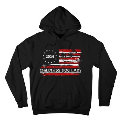 Childless Dog Lady Us Flag Vintage 2024 Hoodie