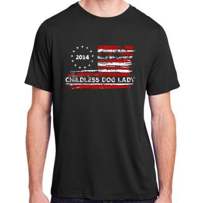 Childless Dog Lady Us Flag Vintage 2024 Adult ChromaSoft Performance T-Shirt