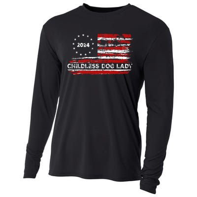 Childless Dog Lady Us Flag Vintage 2024 Cooling Performance Long Sleeve Crew