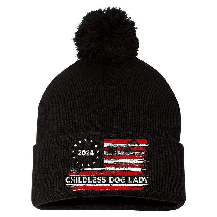 Childless Dog Lady Us Flag Vintage 2024 Pom Pom 12in Knit Beanie