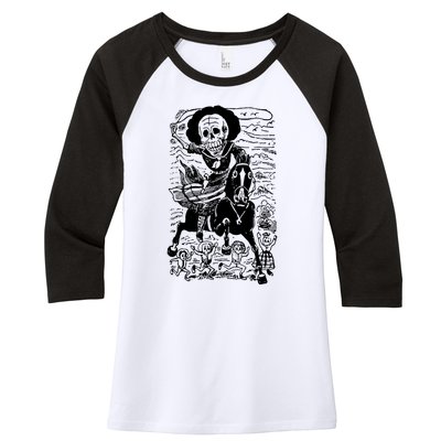 Calavera De La Adelita Women's Tri-Blend 3/4-Sleeve Raglan Shirt