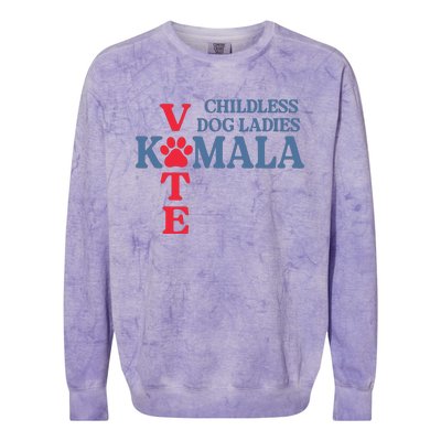 Childless Dog Ladies Vote For Kamala Harris 2024 Dog Lady Colorblast Crewneck Sweatshirt