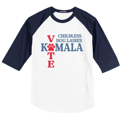 Childless Dog Ladies Vote For Kamala Harris 2024 Dog Lady Baseball Sleeve Shirt