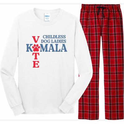 Childless Dog Ladies Vote For Kamala Harris 2024 Dog Lady Long Sleeve Pajama Set