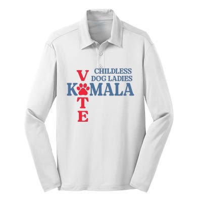 Childless Dog Ladies Vote For Kamala Harris 2024 Dog Lady Silk Touch Performance Long Sleeve Polo