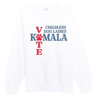 Childless Dog Ladies Vote For Kamala Harris 2024 Dog Lady Premium Crewneck Sweatshirt